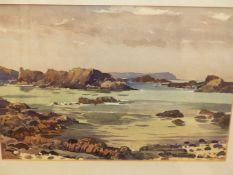 THEO J. GRACEY ( 1895 -1959) CUSHENDUN BAY, CO ANTRIM, SIGNED, WATERCOLOUR. 27 x 38cms TOGETHER WITH