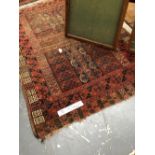 TWO ANTIQUE AFGHAN ENGSI RUGS, 160 x 126cms AND 183 x 130cms (2)
