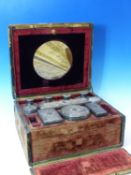 A VICTORIAN LEATHER COVERED DRESSING CASE WITH SILVER FITTINGS BY HILLIARD AND THOMASON,