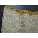 VARIOUS CURTAINS AND PELMETS OF ARTS AND CRAFTS PATTERN TOGETHER WITH A MID CENTURY PAIR OF
