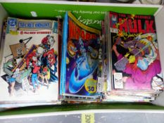 A QUANTITY OF VINTAGE MARVEL AND DC COMICS. 6 X WIZARD, 21 X MARVEL 121 X DC