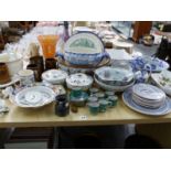 VARIOUS CHINA DECORATIVE WARES TO INCLUDE BLUE AND WHITE MINTONS, ROYAL WORCESTER, EKEBY, COSE BELLE
