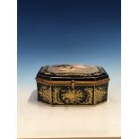 A PARIS PORCELAIN CANTED SQUARE BOX, THE HINGED LID PAINTED BY J CROCHETTE WITH AN 18th C. COUPLE