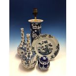A PAIR OF CHINESE BLUE AND WHITE BOTTLE VASES PAINTED WITH DRAGONS AND PHOENIX, TWO CHARACTER MARKS.
