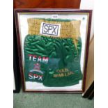 FRAMED COLIN 'SWEET C' MCMILLAN BOXER SHORTS, 1992 WBO' FEATHER WEIGHT CHAMPION, TEAM SPX, GREEN AND