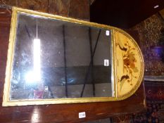 AN ARTS AND CRAFTS GILT FRAMED RECTANGULAR MIRROR, BY THE ROWLEY GALLERY, THE SATIN WOOD ROUND ARCH