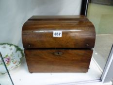 A VICTORIAN MAHOGANY SIX BOTTLE DECANTER BOX.