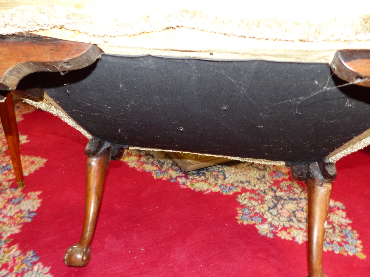 A 19th C. WING ARMCHAIR UPHOLSTERED IN OLIVE GREEN, THE CABRIOLE FRONT LEGS CARVED WITH LEAVES AT - Image 9 of 13