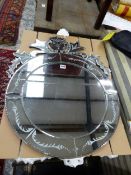 A VENETIAN STYLE GLASS WALL MIRROR TOGETHER WITH A PAINTED FRAME MIRROR.