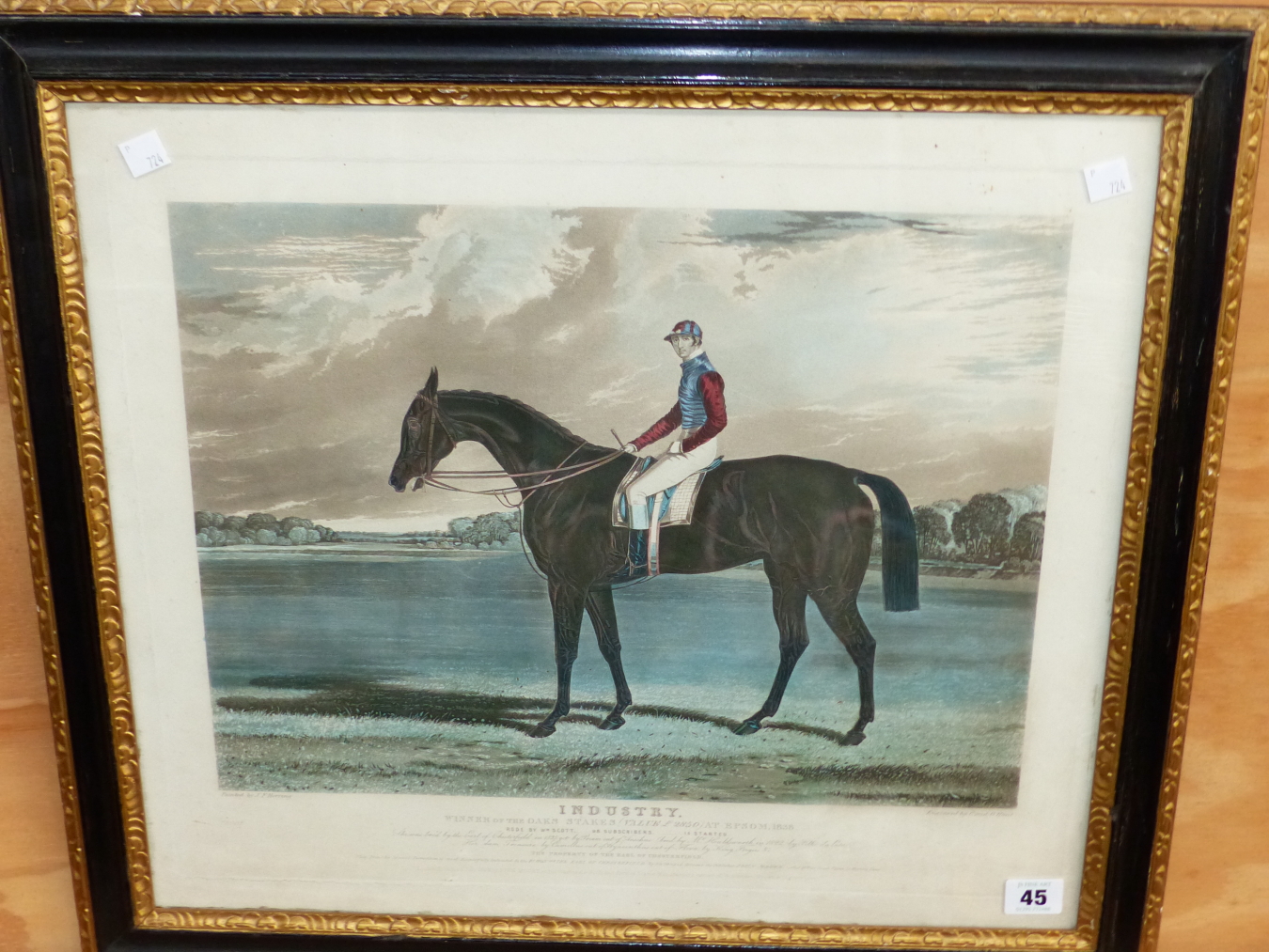 A HAND COLOURED PRINT AFTER J.F HERRING , THE RACE HORSE "INDUSTRY" 44 x 50cms - Image 2 of 3