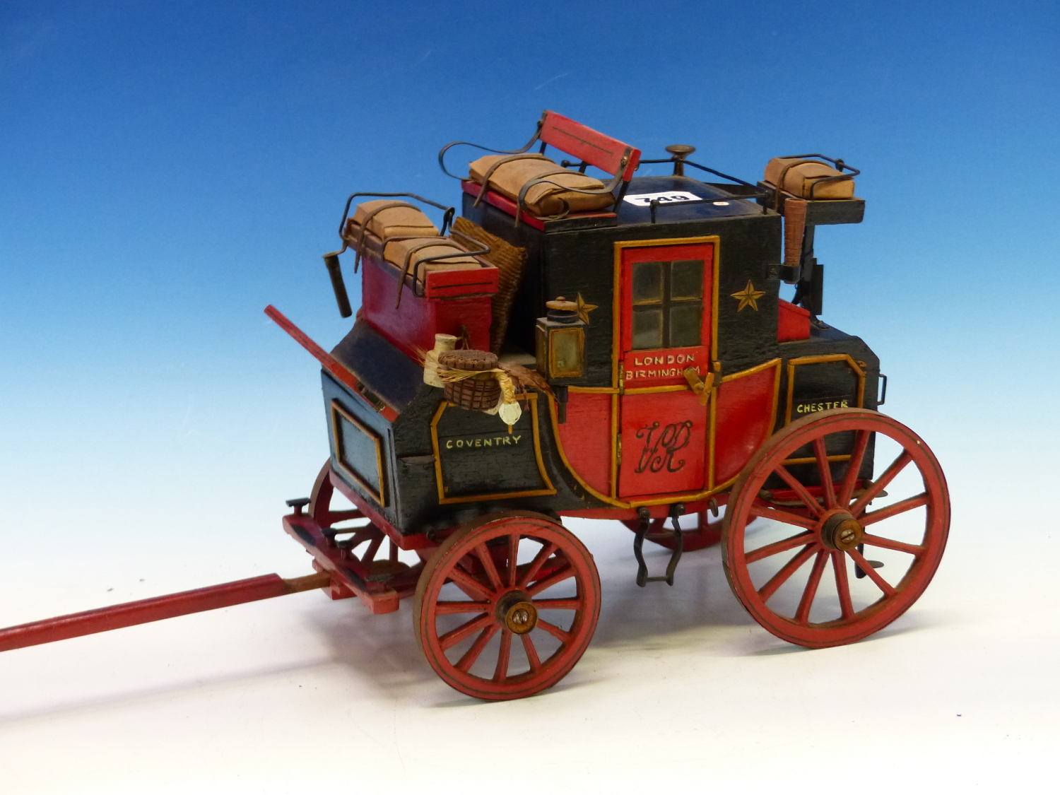 A VINTAGE SCRATCH BUILT VICTORIAN LONDON BIRMINGHAM CARRIAGE. LENGTH INCLUDING DRAW BAR 46cms. - Image 2 of 7