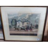 TWO ANTIQUE COLOURED PRINTS AFTER J POLLARD "MAIL BEHIND TIME" AND "THE FOUR IN HAND CLUB, HYDE