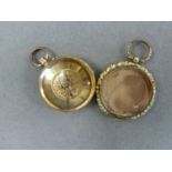 A ANTIQUE 18ct CONTINENTAL FOB WATCH, TOGETHER WITH A HEART CASE. PLEASE NOTE THE FOB WATCH IS