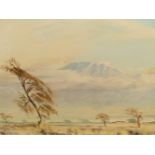 POLLY TURNER (20th CENTURY) ARR. AN AFRICAN ? LANDSCAPE, SIGNED OIL ON BOARD 32 x 80cms