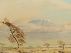 POLLY TURNER (20th CENTURY) ARR. AN AFRICAN ? LANDSCAPE, SIGNED OIL ON BOARD 32 x 80cms