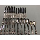 A PART SERVICE OF SILVER HALLMARKED KINGS PATTERN CUTLERY TO INCLUDE VICTORIAN AND LATER PIECES WITH