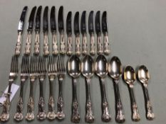 A PART SERVICE OF SILVER HALLMARKED KINGS PATTERN CUTLERY TO INCLUDE VICTORIAN AND LATER PIECES WITH