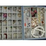 A STACKERS TWO PARK JEWELLERY CASE AND CONTENTS, TO INCLUDE TI SENTO PEARL AND DIAMANTE NECKLACE,