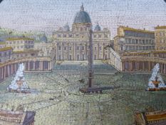 A 19th C. MAHOGANY TABLE, THE CIRCULAR ONYX TOP CENTRED BY A MICROMOSAIC ROUNDEL OF ST PETERS, ROME,