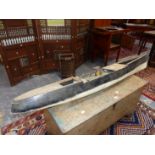 A LIVE STEAM POWERED SHIP WITH A WOODEN HULL. W 150cms. TOGETHER WITH A LIVE STEAM ENGINE MOUNTED ON