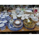 A COLCLOUGH PART TEA AND DINNER SERVICE, TOGETHER WITH BLUE AND WHITE WARES, ROYAL ALBERT, COALPORT,