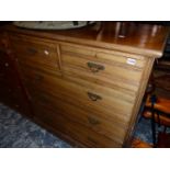 A LARGE ANTIQUE ASH CHEST OF DRAWERS.