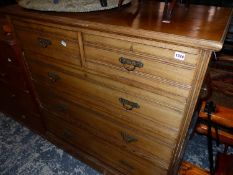 A LARGE ANTIQUE ASH CHEST OF DRAWERS.