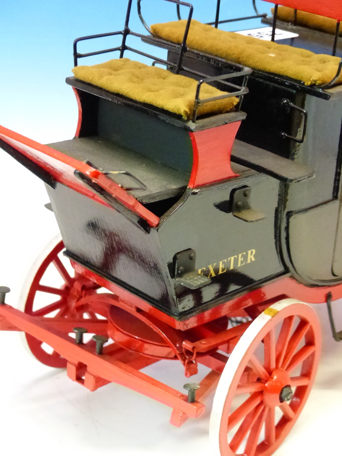 A SCALE MODEL OF A SIGN WRITTEN PLYMOUTH, EXETER CARRIAGE. APPROX LENGTH 35cms. - Image 3 of 3