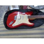A LEGEND RED ELECTRIC GUITAR WITH CASE.