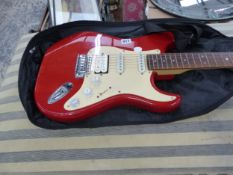 A LEGEND RED ELECTRIC GUITAR WITH CASE.