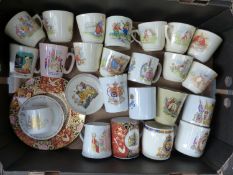 A COLLECTION OF BUNNYKINS ROYAL DOULTON AND VARIOUS COMMEMORATIVE MUGS