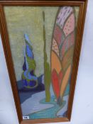 JOAN PHILLIPS (20th C.) ARR UP THE GARDEN PATH, SIGNED PASTEL, 47 x 21cms