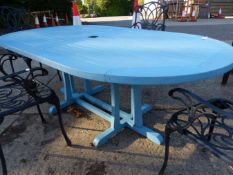 BLUE PAINTED GARDEN TABLE LENGTH 2000mm WIDTH 1090mm HEIGHT 700mm