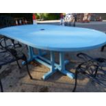 BLUE PAINTED GARDEN TABLE LENGTH 2000mm WIDTH 1090mm HEIGHT 700mm