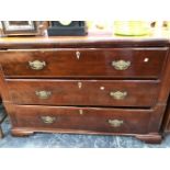 A LARGE 19th C. MAHOGANY THREE DRAWER CHEST.