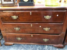 A LARGE 19th C. MAHOGANY THREE DRAWER CHEST.