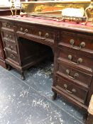 A MAHOGANY PEDESTAL DESK.