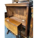 A VICTORIAN OPEN BOOKCASE AND SUTHERLAND TABLE.