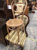 A VICTORIAN LADIES CHAIR AND A BENTWOOD CHAIR.