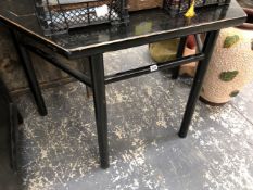 AN ORIENTAL EBONISED SIDE TABLE.