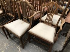 FIVE GEORGIAN STYLE DINING CHAIRS INCLUDING TWO ARM CHAIRS.