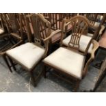 FIVE GEORGIAN STYLE DINING CHAIRS INCLUDING TWO ARM CHAIRS.