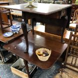 TWO 19th C. MAHOGANY DROP LEAF DINING TABLES ON CABRIOLE LEGS.