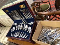 A CANTEEN OF VINERS PARISH COLLECTION 58 PIECE CUTLERY SET AND OTHER CUTLERY.