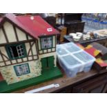 A VINTAGE DOLLS HOUSE, AND VARIOUS FURNISHING ETC.
