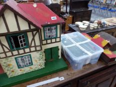 A VINTAGE DOLLS HOUSE, AND VARIOUS FURNISHING ETC.