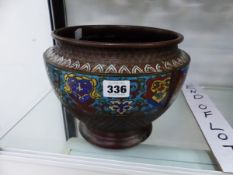 A CHINESE CHAMPLEVE ENAMELLED BRONZE PLANTER