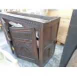 AN 18th C. AND LATER OAK COURT CUPBOARD.