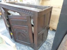 AN 18th C. AND LATER OAK COURT CUPBOARD.