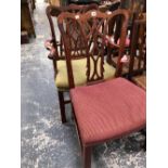 TWO GOOD QUALITY GEORGIAN STYLE MAHOGANY DINING CHAIRS.